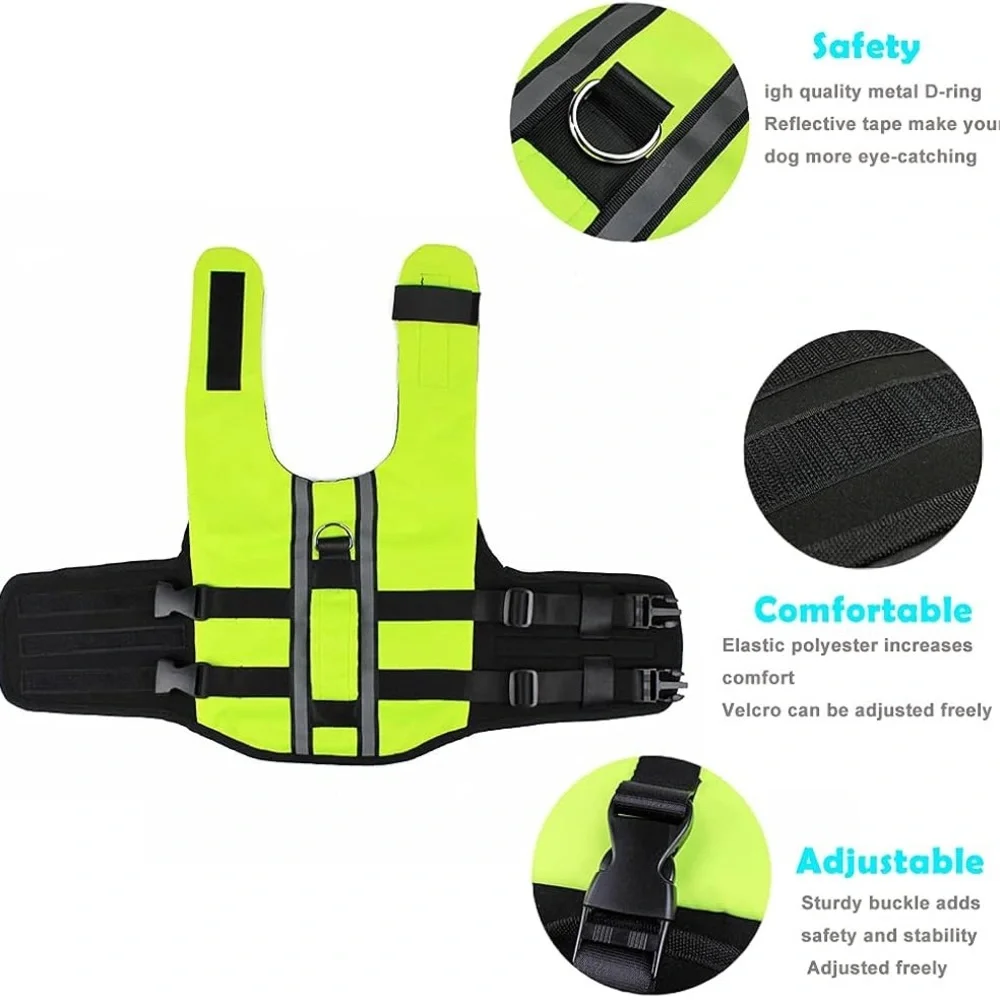Yellow Dog Life Jacket Adjustable Reflective Inflatable Safety Vest Medium NWOT